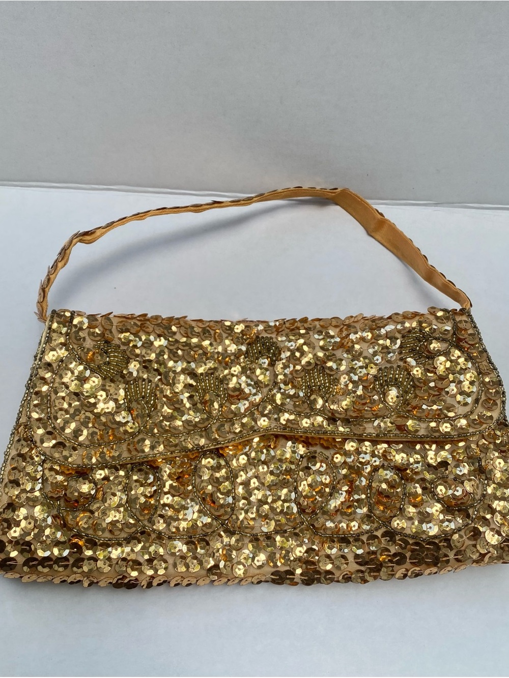 Gold Sequin Evening Clutch Bag